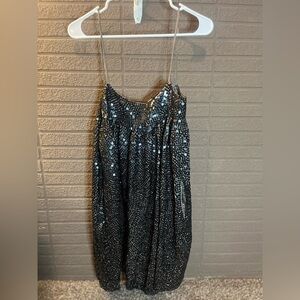 Chan Luu Black and Gray Sequined Patterned Dress WITH POCKETS!!!